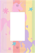 Cute Purple Pink Rainbow Unicorn Single Light Switch Cover Plate 1 Gang Rocker Outlet Covers Decorative Electrical GFCI Wallplate Faceplates for Nursery Girls Boys Room Kids Room Décor