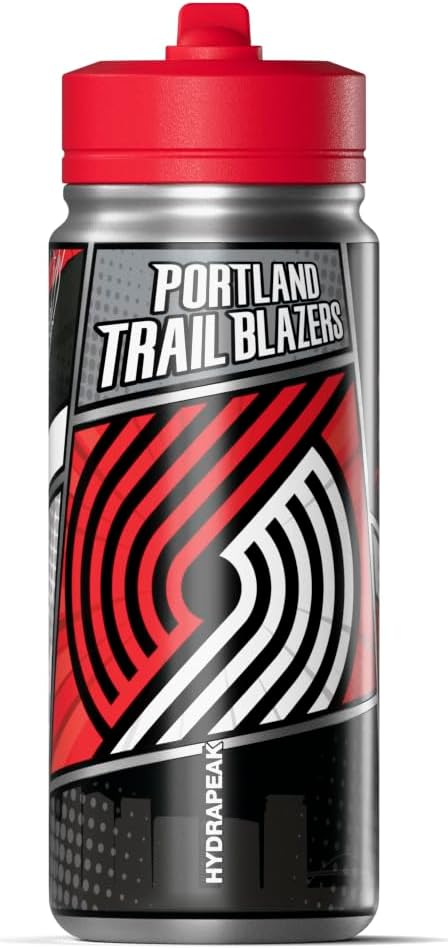 Hydrapeak x NBA Portland Trail Blazers 20 oz Stainless Steel Water Bottle, Officially Licensed Double Wall Insulated Sports Bottle with Straw Lid, Reusable Leakproof Gift for Kids & Adults