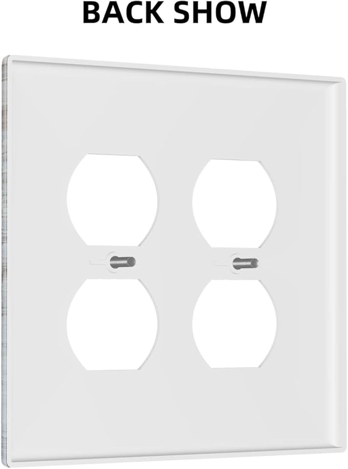 Rustic Western Barn Door Vintage Windmill Outlet Covers 2 Gang Double Duplex Decorative Light Switch Covers Electrical Wallplates Socket Faceplate for Farmhouse Home Decor