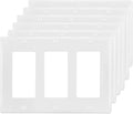 3-Gang Switch Outlet Wall Plate Cover Decorator Electrical Faceplate for Light Switche, Smart Switch, Receptacle, Dimmers, USB Outlet, GFCI, White (6-Pack)