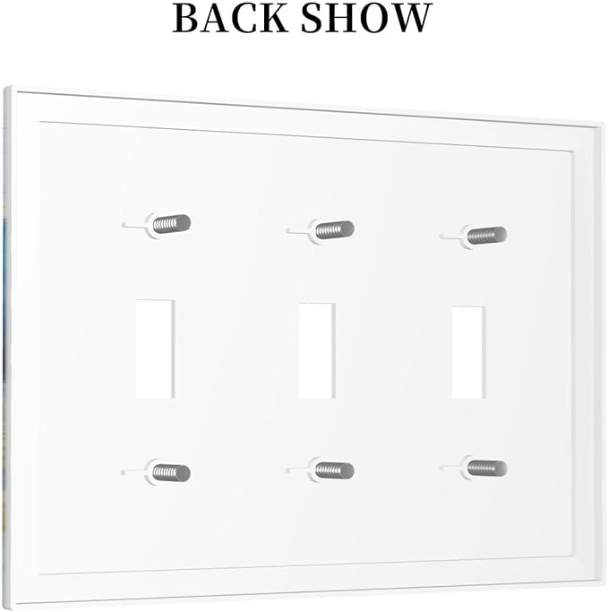 Abstract Blue Granite Luxury Watercolor Marble Texture Print 3 Gang Light Switch Covers Decorative Unique Triple Toggle Wall Plate Electrical Faceplate Switchplate for Bathroom Bedroom Decor