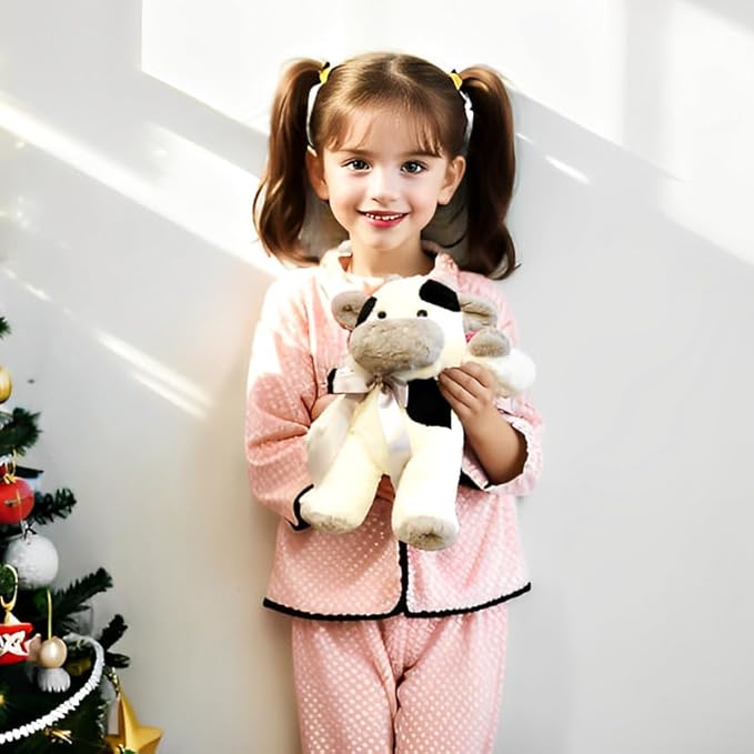uoozii Warmable Cow Stuffed Animal - Microwavable 12" | 2 Pounds Unscented Weighted Stuffed Animals Non-Shedding Cow Plush Coolable & Heatable Warm Gifts for Kids & Adults