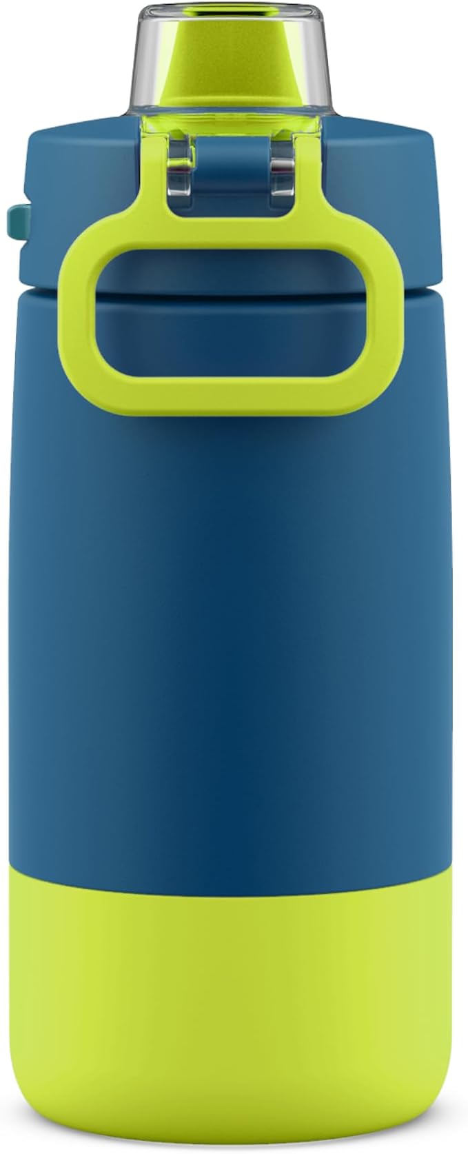 Ello Kids Colby 12oz Stainless Steel Insulated Water Bottle with Straw and Built-In Silicone Coaster Carrying Handle and Leak-Proof Locking Lid for School Backpack, Lunchbox, and Outdoor Sports