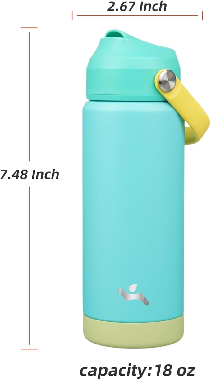 Konokyo Insulated Water Bottle with Straw Lid,18 oz Stainless Steel Vacuum Metal Bottle with Silicone Handle,Twilight Blue
