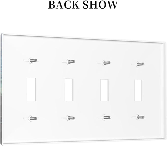 Light Switch Cover Plate Abstract Starry Night Style 4 Gang Quad Toggle Wall Plate Electrical Outlet Cover Decorative Switch Plate Covers for Home living Room Decor