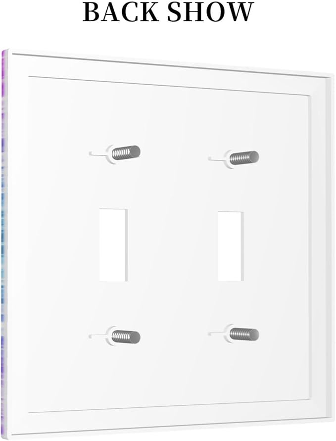 Light Switch Cover Plate Fantasy Colorful Glitter Blue Purple Gradient 2 Gang Double Switch Plate Covers Toggle Wallplate Decorative Outlet Covers Electrical Switchplate for Kids Room Home