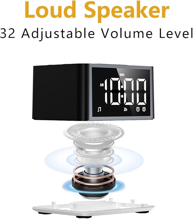 【3 in 1】 Sound Machine Dual Alarm Clock Night Light White Noise Machine 27 Sleeping Sounds for Adults Kids Precise 32 Level Volume Sleep Timer Memory Function Digital Clock with 30 Wake Up Sounds