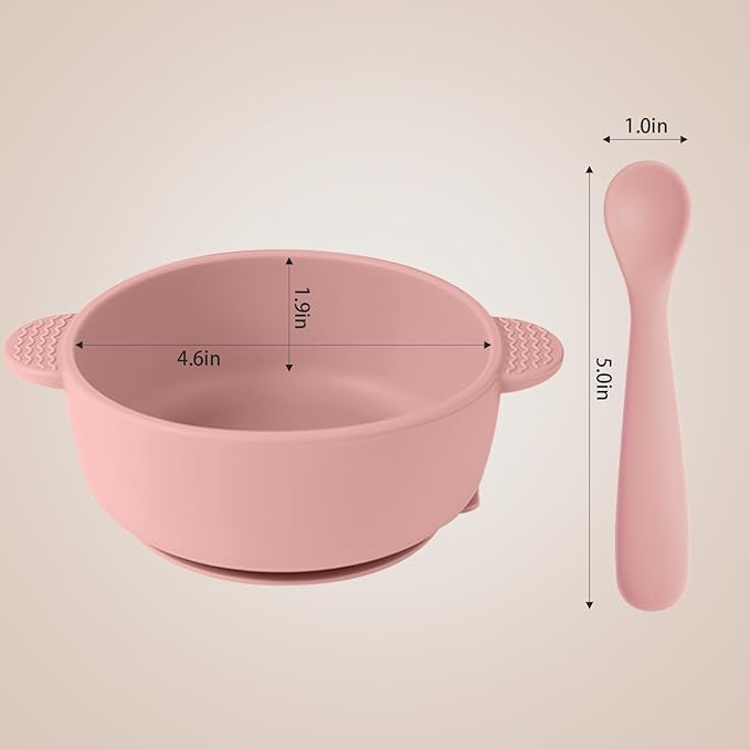 Eascrozn 3 Pack Baby Bowls with Suction and 3 Pack Baby Spoons, BPA Free, Silicone Baby Feeding Set for Babies Toddler Kids, Microwave and Dishwasher Safe