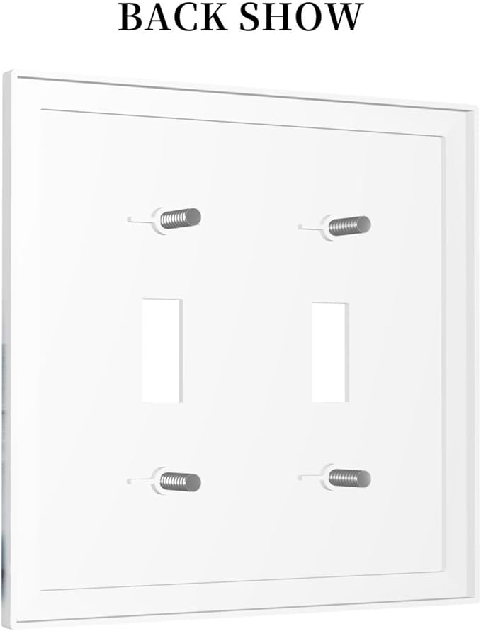 Decorative Switch Plates Mountain Foggy Lake Boat Grey Blue Forest Birds 2 Gang Double Toggle Wall Plate Outlet Light Switch Cover Electrical Faceplate for Bedroom living Room Decor