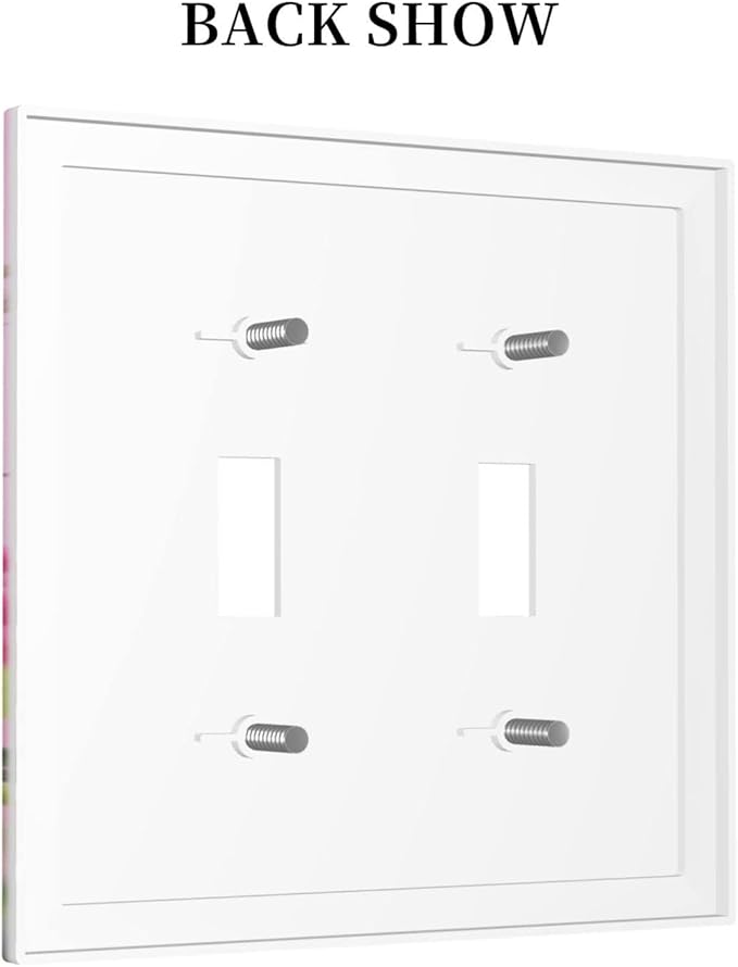 Floral Pink Roses Butterfly Flowers Bouquet Blossom Love Romance Petal 2 Gang Double Toggle Light Switch Cover Decorative Wall Plate Faceplate Butterfly Floral Girls Bathroom Home Living Room Decor