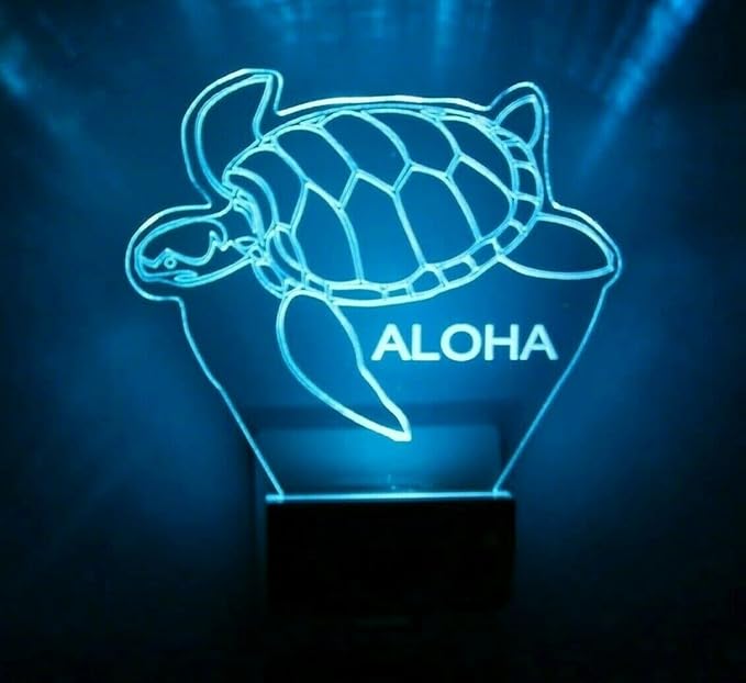 Night Light Multi Color Personalized LED Plug-in, Ultra-Slim Touch Night Light Smart Dusk to Dawn Sensor, Kids Children's Bedroom Kitchen Bathroom Hallway Play Room Variations (Sea Turtle)