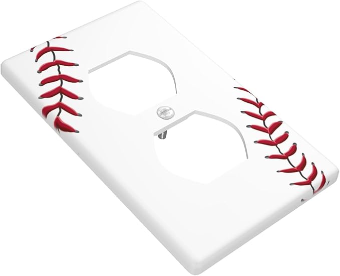 Baseball Outlet Covers Decorative Electrical Outlets Duplex Outlet 1-Gang Wall Plate Receptacle Wall Outlet Cover