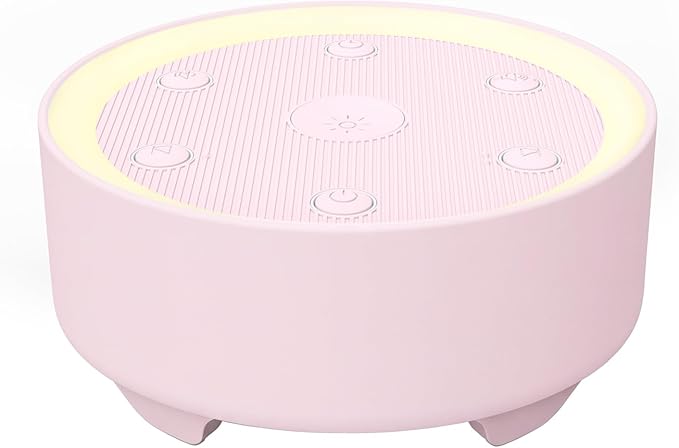 Kipcush Baby & Kids White Noise Sound Machine w/Night Light, 21 Non-Looping Sounds, 6 Timers (15-120 min & 8H), Memory, USB Powered for Nursery, Home & Travel