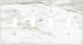 White Marbling Golden Stream Lines Print Light Switch Covers Quad Toggle Electrical Faceplate 4 Gang Wall Plate Decorative Switch Plates Cover for Bathroom Kitchen Decor