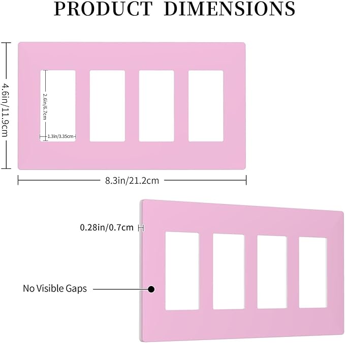 Decorative Purple 4 Gang Quad Rocker/GFCI/Decorator Light Switch Cover Lovely Girl Girly Lavender Electric Face Wallplate Switchplate Screwless