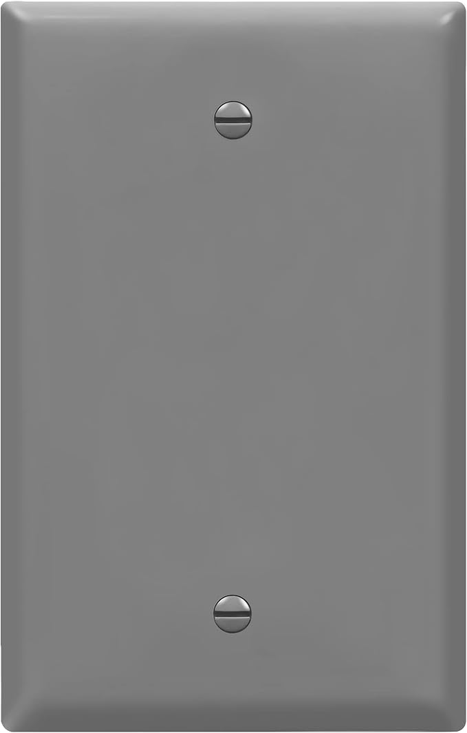ENERLITES Blank Device Wall Plate, Blank Outlet Cover, Gloss Finish, Mid-Size 1-Gang 4.88" x 3.11", Polycarbonate Thermoplastic, 8801M-GY, Gray