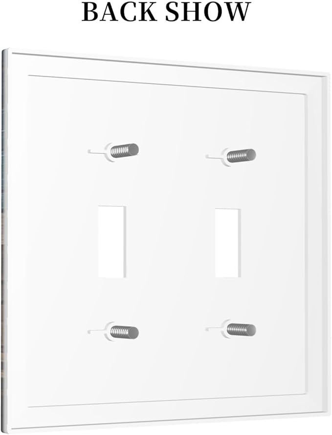 Rustic Geometric Mountain Wilderness Wood 2 Gang Light Switch Cover Plate Double Toggle Wall Plate Decorative Outlet Cover Electrical Faceplate Switchplate for Bedroom Bathroom Kitchen Decor