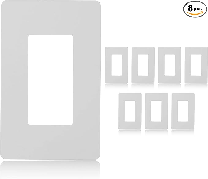 Faith White 1-Gang Screwless Wall Plate (8-pack) | Light Switch Plate or Wall Plate for Electrical Outlet | 1-Gang Wall Plate for Decorator Switches and Receptacles | Heat-Resistant Thermoplastic
