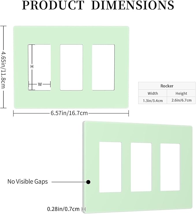Green 3 Gang Triple Rocker/Decorator Light Switch Wall Plate Cover Decorative GFCI Electrical Faceplate Switchplate Dimmer