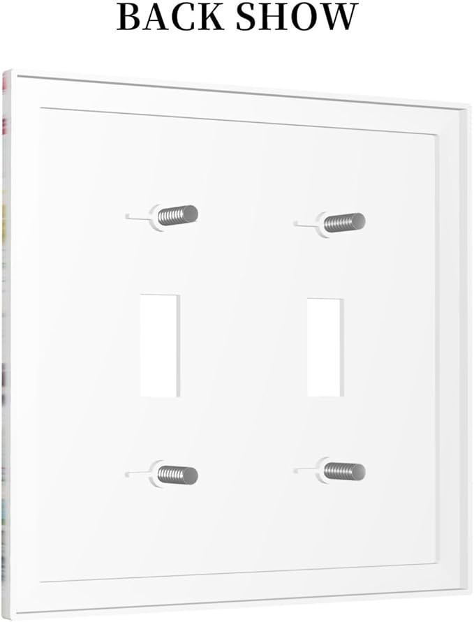 Light Switch Cover Plate Watercolor Colorful Floral Butterflies Wildflowers 2 Gang Double Toggle Decorative Switch Plates Wall Plates Electrical Faceplate for Bathroom Bedroom Decor