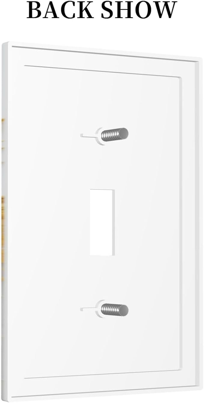 Exquisite White Gold Marble Abstract Luxurious Print Decorative Light Switch Cover 1 Gang Single Toggle Device Electrical Faceplate Switchplates Decorator Outlet Wall Plate for Bathroom Kitchen Decor