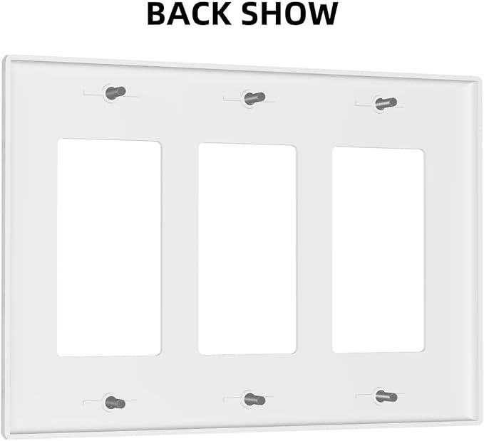 Faux White Marble Printed Triple Gang Rocker Decorative Light Switch Cover, 3-Gang Wall Plate Outlet Cover