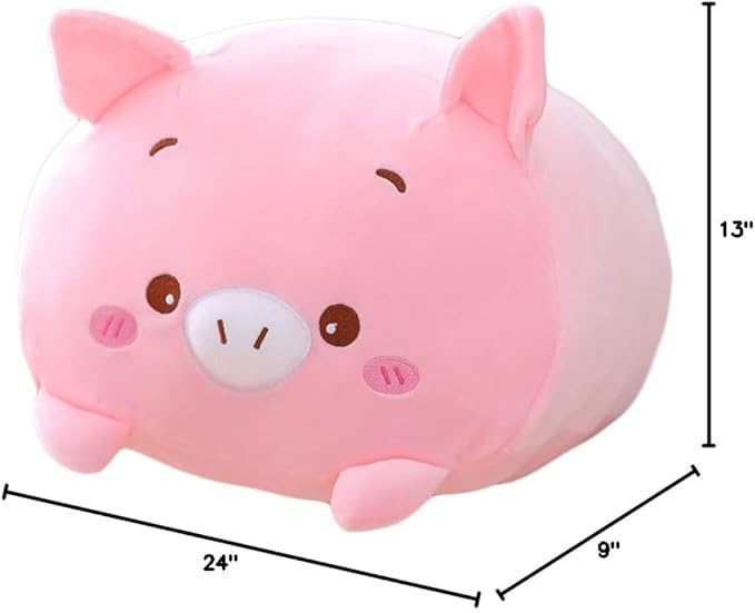 Pig Plush Pillow, Soft Pink Pig Stuffed Animal Body Pillow Toy Gifts for Bedding, Kids, 23.6"