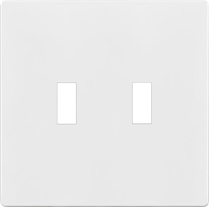 ENERLITES Screwless Double Toggle Switch Wall Plate, Child Safe Dual Light Switch Cover, Standard Size 2-Gang 4.68" x 4.73", Unbreakable Polycarbonate Thermoplastic, UL Listed, SI8812-W, Glossy, White