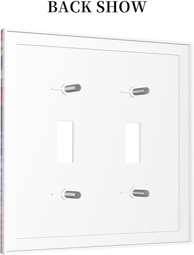 Colorful Floral Watercolor Flower Double Toggle Light Switch Cover Decorative Purple Garden 2 Gang Wall Plate Electrical Faceplate Switchplate for Farmhouse Bathroom Bedroom Living Room Decor