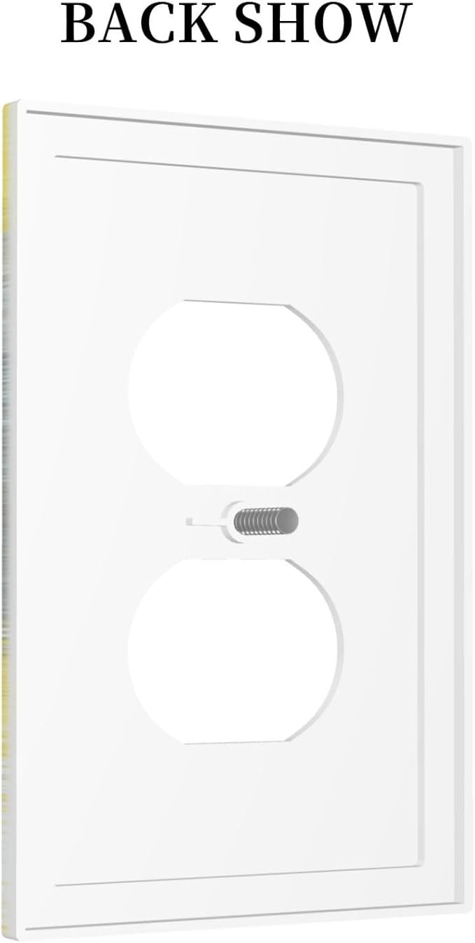 Outlet Covers Retro Modern Gray Yellow Ombre Abstract Art 1 Gang Duplex Light Switch Cover Plate Decorative Wall Plates Electrical Switchplate Receptacle for Bathroom Bedroom Decor（2 Pack）