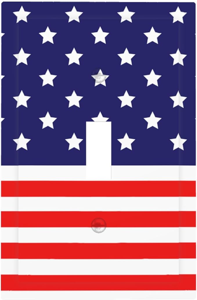 American Flag 1-Gang Toggle Light Switch Plate, Patriotic Stars & Stripes 4th of July USA Pride Decorative Wall Plate for Holiday Decor