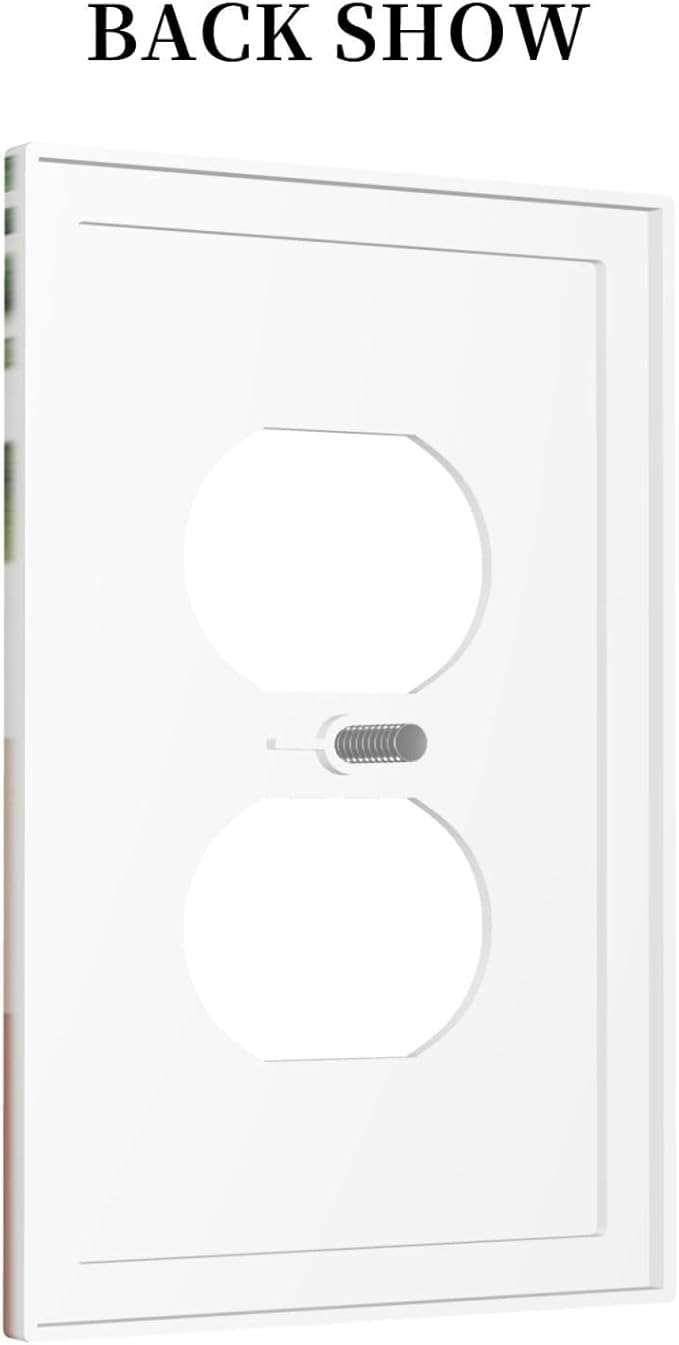Mid Century Abstract Women Lady Boho Palm Leaf 1 Gang Outlet Plate Decorative Single Duplex Wall Plate Covers Unique Electrical Receptacle Light Switch Cover Art Faceplate Switchplate for Bedroom