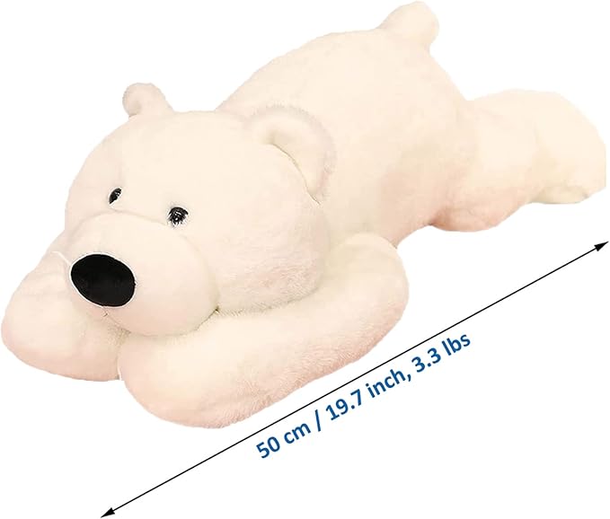 Doireum Weighted Stuffed Animals, 3.3 lbs Weighted Polar Bear Stuffed Animal Toy White Bear Plush Animals Throw Pillow Gifts for Boys Girls, 19.6 inch