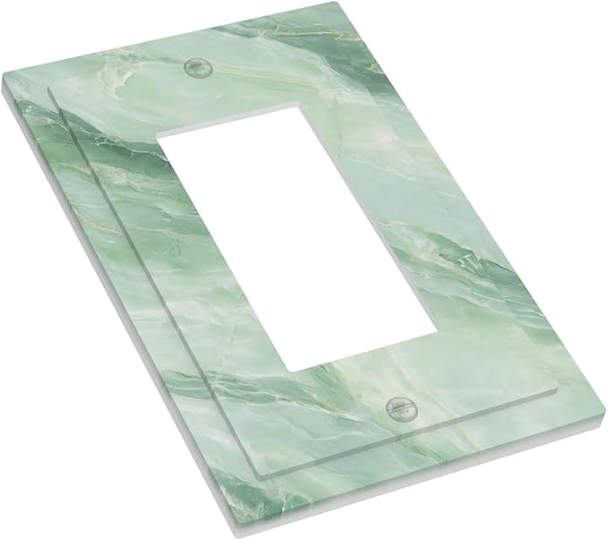 Decorative Outlet Covers Green Marble Pattern 1 Gang Single Rocker Light Switch Cover Plate GFCI Wall Plates Electrical Switch Plate Cover for Home Bedroom Decor