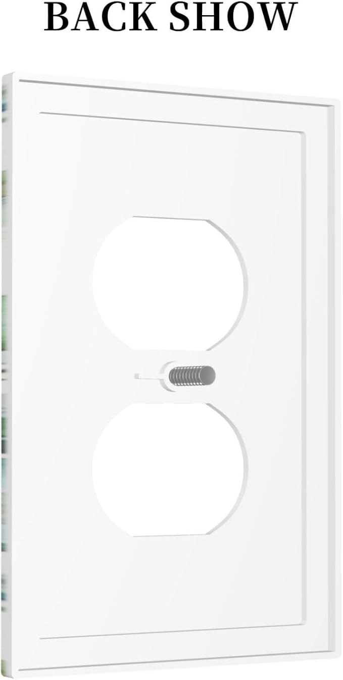 Green Olive Sage Eucalyptus Leaves 1 Gang Receptacle Wall Plate Duplex Outlet Covers Decorative Single Device Switchplate Face Wallplate Bedroom Decorate