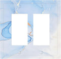 Modern Art Blue Gold Marble Abstract Luxury Print Decorative Outlet Covers 2 Gang Double GFCI Rocker Electrical Wall Panels Light Switch Cover Plate for Bathroom Living Room Decor