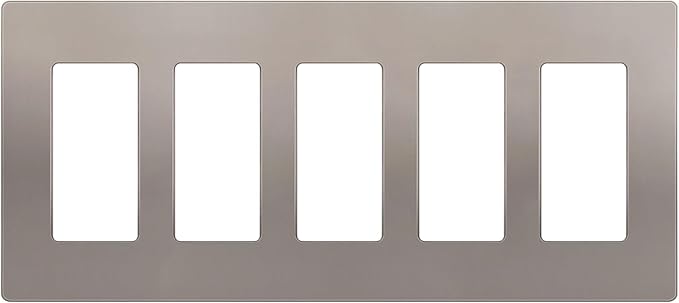 ENERLITES Elite Series Screwless Decorator Wall Plate Child Safe Outlet Cover, Gloss Finish, Size 5-Gang 4.68" H x 10.14" L, Unbreakable Polycarbonate Thermoplastic, SI8835-NK, Nickel