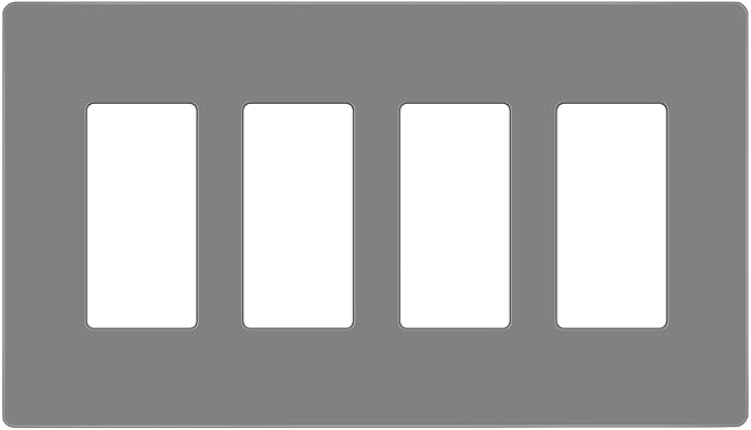 ENERLITES Screwless Decorator Wall Plates Child Safe Outlet Covers, Gloss Finish, Medium Size 4-Gang 4.88" H x 8.58” L, Unbreakable Polycarbonate Thermoplastic, SI8834M-GY, Gray