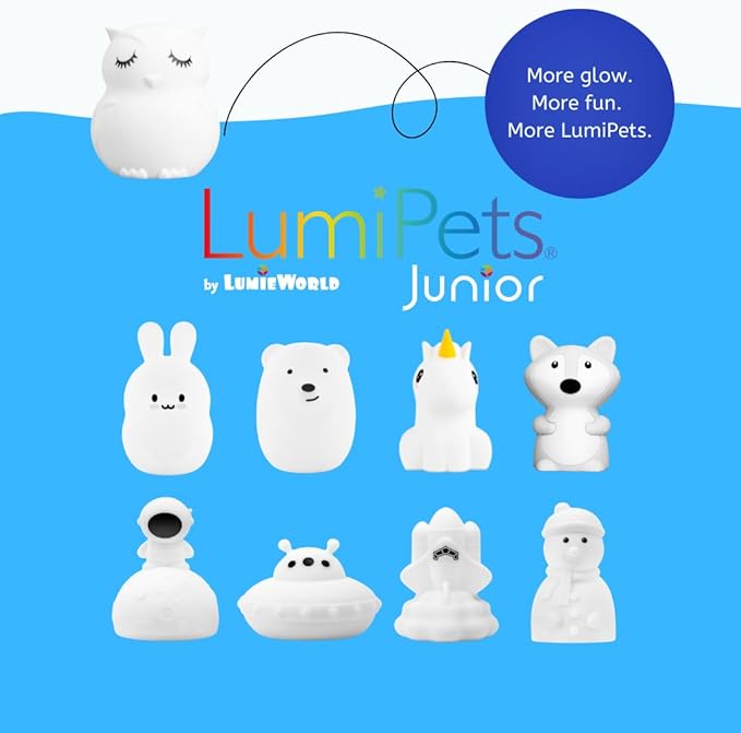 Lumipets Animal Kids Night Light, Junior Owl, Soft and Safe Silicone Rubber Lamp, Soothing Colors, Portable, Easy Control