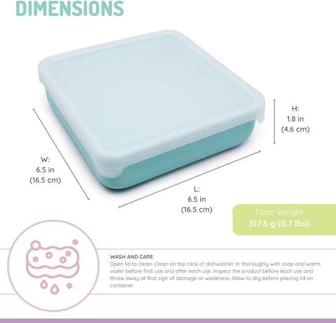 melii Reusable Silicone Sandwich Container | Leak-Resistant Food Storage with Easy-Open Lid, BPA-Free, Dishwasher & Microwave Safe, Lunch Box for Kids & Adults (Blue)