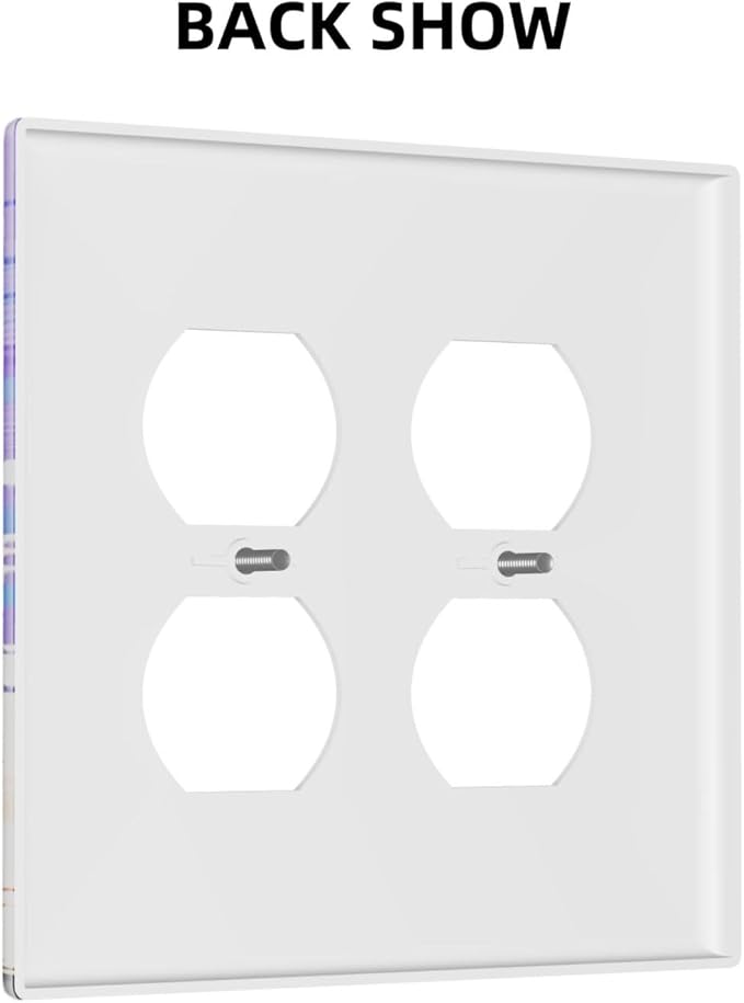 Cat Rainbow Double Duplex Receptacle Outlet Cover Wall Plate Decorative 2 Gang Light Switch Covers Electrical Switchplate Home Decorate Faceplat for Bathroom Bedroom Kitchen Room 4.5 x 4.5 Inch