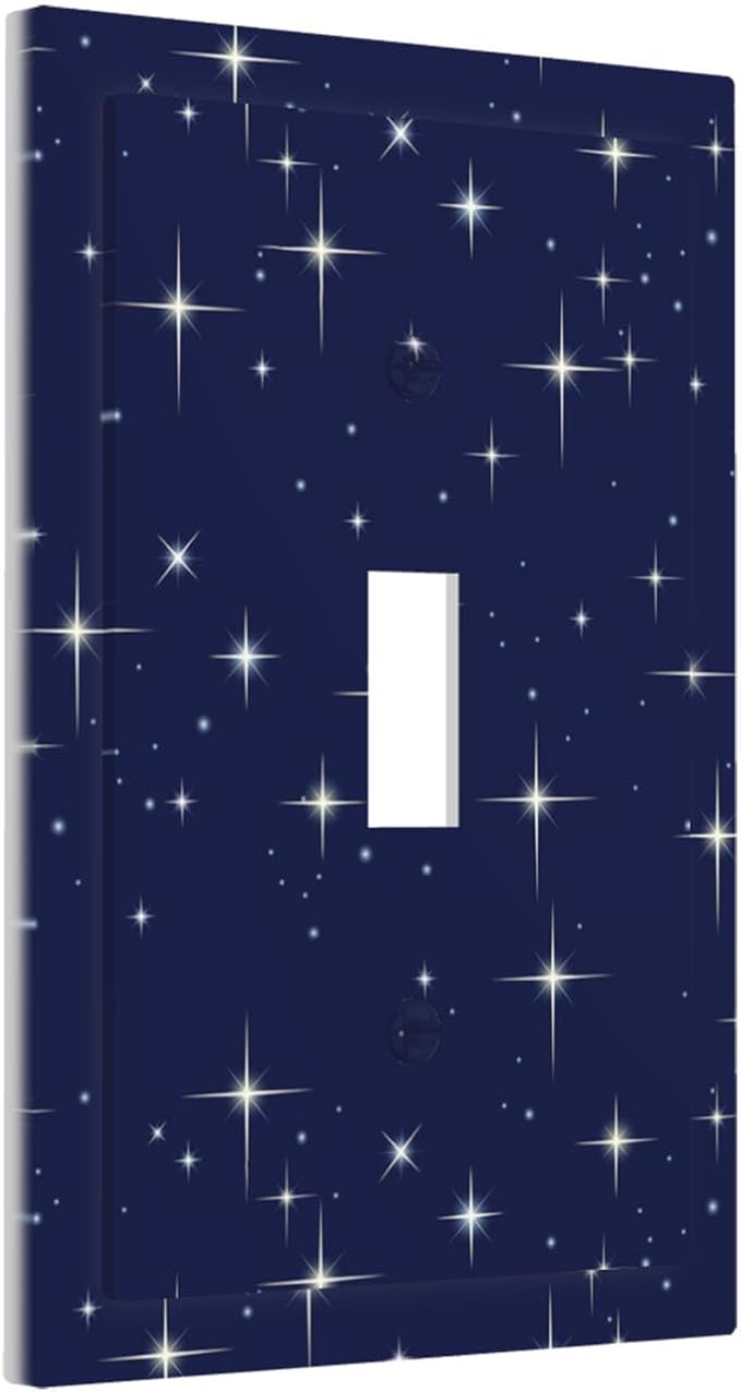 Starry Night 1-Gang Toggle Light Switch Plate, Celestial Sparkle Midnight Galaxy Cosmic Glow Decorative Wall Plate for Bedroom & Nursery