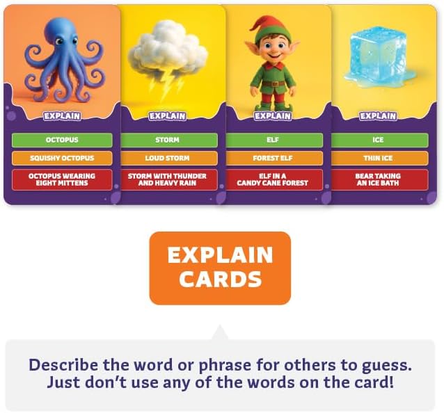 Epic Charades Mini Game for Kids Ages 6+ – Travel-Friendly Mini Edition – 80 Act Out & Explain Cards with Illustrations & Timer – Fun Educational Game for Family, Party, Classroom, Car Trips & Travel