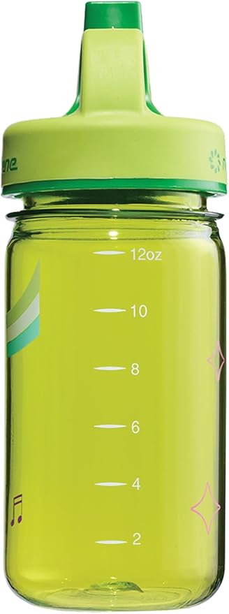 Nalgene Kids Sustain Grip-N-Gulp Water Bottles Made with Material Derived from 50% Plastic Waste, Leak Proof Sippy Cup, Durable, BPA and BPS Free, Dishwasher Safe, Reusable, 12 Ounces, Orange Volcano