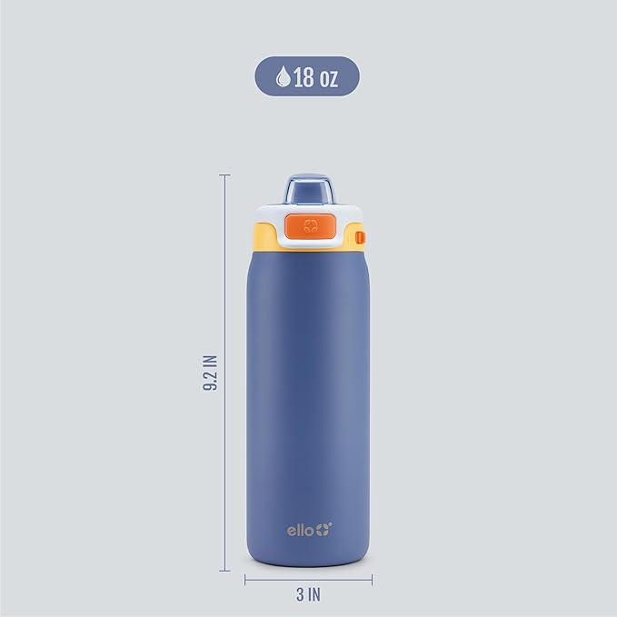 Ello Pop & Fill 18oz Stainless Steel Kids Water Bottle with Quick Fill Lid | Vacuum Insulated BPA Free Bottle with Leak Proof Straw and Chug Lid, Dishwasher Safe, Gift For Kids Teens, Lighthouse