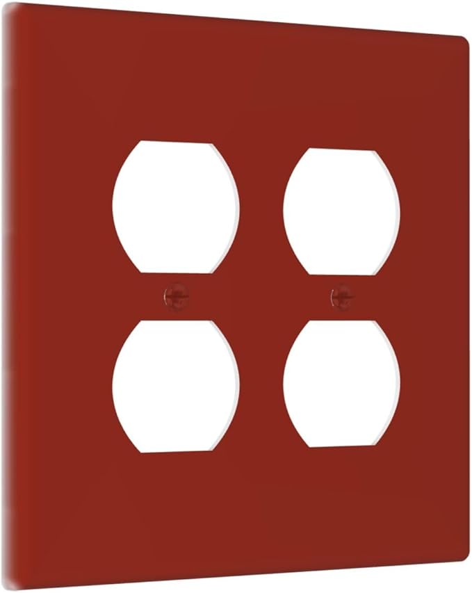 Decorative Solid Thick Red 2 Gang Double Duplex Wall Plate Receptacle Outlet Cover Dark Carmine Red Dual Combination Outlet Light Switch for Electric Socket Plug Covers
