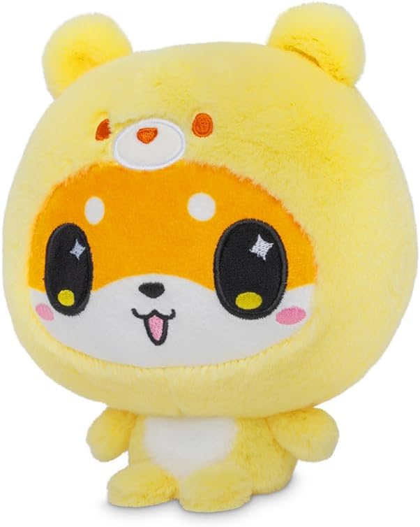 TeeTurtle Cloudheads Mochi The Shiba Inu Dog Plush - 5-Inch Pineapple Cake Scented Teddy Berries Stuffed Animal with Embroidered Details - Soft Cuddly Plush Toys for Kids, Teens, and Adults