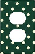 Hunter Green Polka Dot Duplex Wall Plate - 1-Gang Standard US Size Retro Preppy Outlet Covers, Vintage Emerald Dot for All Room Home Decor