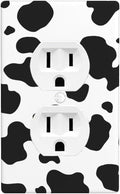 1-Gang Duplex Wall Plate, Black White Cow Print Pattern Outlet Cover, Rustic Western Farmhouse Decor for Kitchen Mudroom