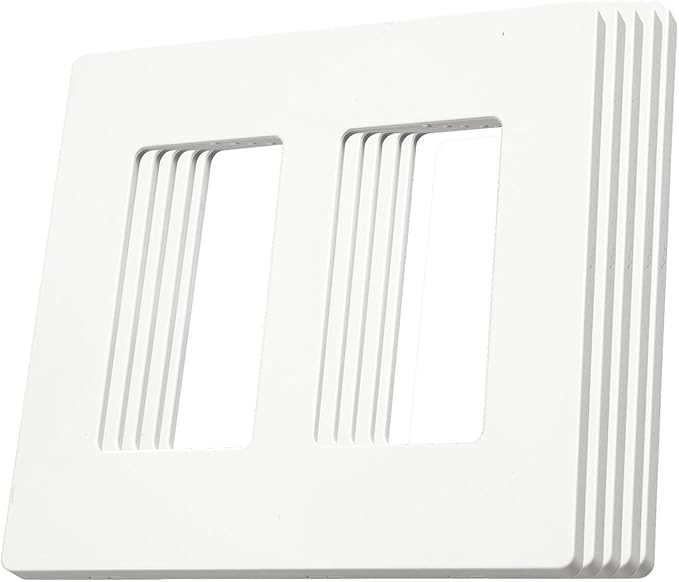 Screwless Decorator Wall Plate 5pcs 2-Gang Wall Plates Screwless Design Outlet Covers UL Certified Child Safe Switch Plate Covers Modern, White